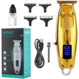 VGR V-220 5W USB Portable Metal Hair Clipper with LCD Display (Gold)