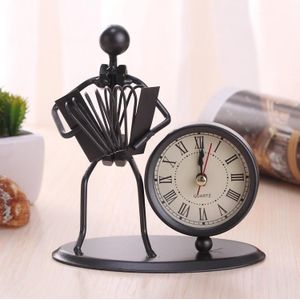 2 PCS Iron Stainless Steel Small Table Clock Retro Personality Clock Birthday Gift(C64 Accordion Clock)