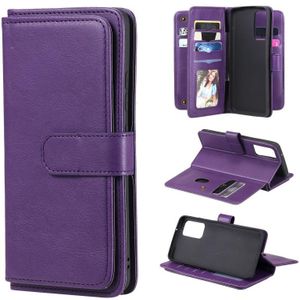 For Samsung Galaxy A82 5G Multifunctional Magnetic Copper Buckle Horizontal Flip Solid Color Leather Case with 10 Card Slots & Wallet & Holder & Photo Frame(Purple)