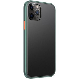 Skin Feel Frosted PC + TPU Shockproof Case with Color Button For iPhone 12 / 12 Pro(Dark Green)