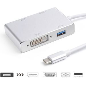4 in 1 USB 3.1 USB C Type C to HDMI VGA DVI USB 3.0 Adapter Cable for Laptop Apple Macbook Google Chromebook Pixel