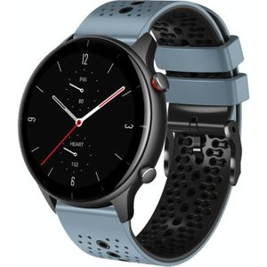 Voor Amazfit GTR 2e 22 mm geperforeerde tweekleurige siliconen horlogeband (blauw + zwart)