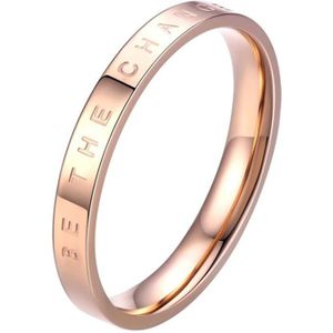 3 PCS Fashion Simple Narrow BE THECHANGE Ring Electroplated 18k Titanium Steel Couple Ring  Size: 8 US Size(Rose Gold)