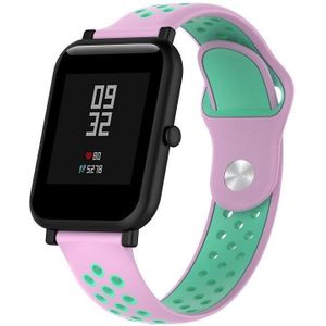 Double Colour Silicone Sport Wrist Strap for Huawei Watch Series 1 18mm(Mint Green + Light Pink)