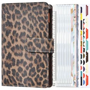 A6 Leopard Print Cash Budget Notebook Losbladig Financieel Management Notitieblok (Deep Brown)