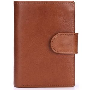 Vintage Men Wallet Genuine Leather Short Wallets Male Multifunctional Cowhide Male Purse Coin Pocket Photo Card Holder(Brown)