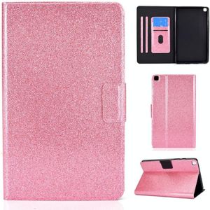 For Samsung Galaxy Tab A7 Lite T220 Glitter Horizontal Flip Leather Case with Holder & Card Slots(Pink)