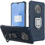 For OnePlus 7T Carbon Fiber Protective Case with 360 Degree Rotating Ring Holder(Blue)