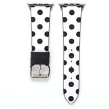 Simple Fashion Dot Pattern Genuine Leather Wrist Watch Band for Apple Watch Series 3 & 2 & 1 42mm(White+Black)
