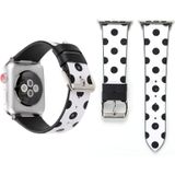 Simple Fashion Dot Pattern Genuine Leather Wrist Watch Band for Apple Watch Series 3 & 2 & 1 42mm(White+Black)