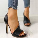 Vis mond sandalen vrouwelijke stiletto hakken holle vrouwen schoenen  grootte: 36 (zwart)