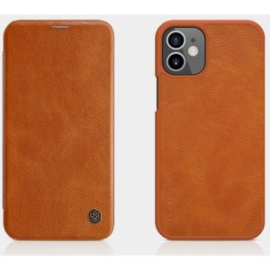 For iPhone 12 mini NILLKIN QIN Series Crazy Horse Texture Horizontal Flip Leather Case with Card Slot(Brown)