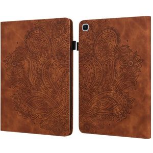 For Samsung Galaxy Tab S6 Lite P610 Peacock Embossed Pattern TPU + PU Horizontal Flip Leather Case with Holder & Card Slots & Wallet & Sleep / Wake-up Function(Brown)