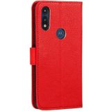 For Motorola Moto E(2020) / Moto E7 Feather Pattern Litchi Texture Horizontal Flip Leather Case with Wallet & Holder & Card Slots(Red)