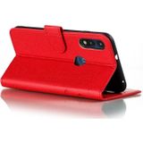 For Motorola Moto E(2020) / Moto E7 Feather Pattern Litchi Texture Horizontal Flip Leather Case with Wallet & Holder & Card Slots(Red)
