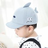 C0363 Cartoon Shark Pattern Baby Peaked Cap Cotton Hat  Size: 46cm Adjustable(Blue)