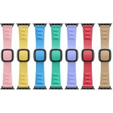 Modern Style Silicone Replacement Strap Watchband For Apple Watch Series 7 & 6 & SE & 5 & 4 40mm  / 3 & 2 & 1 38mm  Style:Black Buckle(Mint Green)