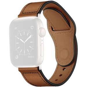 Lederen vervangende horlogeband voor Apple Watch Series 7 41mm / 6 & SE & 5 & 4 40mm / 3 & 2 & 1 38mm (roodbruin bronzen goud)