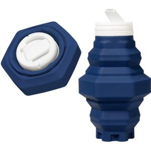 500ml Folding Water Cup Silicone Sports Bottle Outdoor Compressed Water Bottle Portable Travel Cup(Navy Blue)