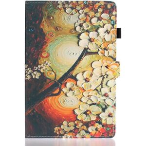 For Samsung Galaxy Tab S7 11.0 T870 Colored Drawing Pattern Horizontal Flip PU Leather Case with Holder & Card Slots & Anti-skid Strip & Sleep / Wake-up Function(Plum Blossom)