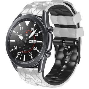 Voor Samsung Galaxy Watch3 45 mm 22 mm voetbalpatroon tweekleurige siliconen band (wit + zwart)