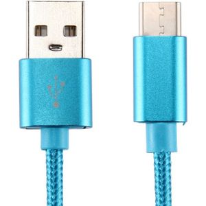 Knit Texture USB to USB-C / Type-C Data Sync Charging Cable  Cable Length: 2m  3A Total Output  2A Transfer Data  For Galaxy S8 & S8 + / LG G6 / Huawei P10 & P10 Plus / Oneplus 5 / Xiaomi Mi6 & Max 2 /and other Smartphones(Blue)