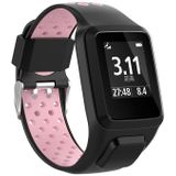For TomTom Spark Runner 2 / 3 Strap Universal Model Two Color Silicone Replacement Wristband(Black Pink)
