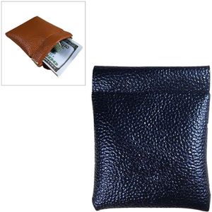 Fashion Solid Color PU Leather Coin Purse Women Men Small Mini Short Wallet Money Bags(Black)