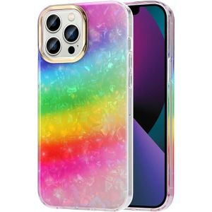 Galvaniseren Shell Textuur Telefoon Case voor iPhone 13 Pro Max (Rainbow Y2)