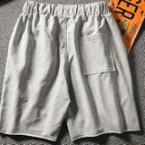 Mens Shorts Straight Casual Sports Pants Loose Solid Color Stretch Five-point Pants (Color:Grey Size:XXXXL)