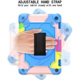For Amazon Kindle Fire HD 8 2020 360 Degree Rotation Turntable Contrast Color Robot Shockproof Silicone + PC Protective Case with Holder(Colorful + Blue)