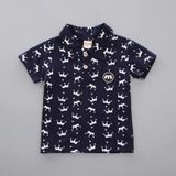 Childrens Two-piece Summer Crown Shirt For Boys (Color:Blue Size:110)