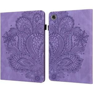 For Lenovo Tab M8 (FHD) TB-8705F Peacock Embossed Pattern TPU + PU Horizontal Flip Leather Case with Holder & Card Slots & Wallet & Sleep / Wake-up Function(Purple)