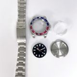 For ETA2836/Pearl 3804 Movement 867 GMT Watch Accessories 40MM Stainless Steel Case(Blue Red)