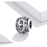 S925 Sterling Silver Mori Series Hollow Letters Beads DIY Bracelet Necklace Accessories(J)