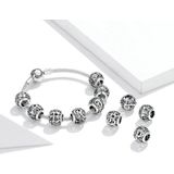 S925 Sterling Silver Mori Series Hollow Letters Beads DIY Bracelet Necklace Accessories(J)