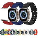 Oceaan siliconen metalen hoofd horlogeband voor Apple Watch Ultra 49 mm / serie 8 & 7 45 mm / SE 2 & 6 & SE & 5 & 4 44 mm / 3 & 2 & 1 42 mm