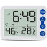 Multifunctional Indoor Thermometer And Hygrometer Large Screen Alarm Clock Kitchen Electronic Countdown Timer(White Shell Blue Button)