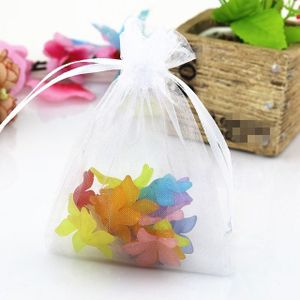 100 PCS Organza Gift Bags Jewelry Packaging Bag Wedding Party Decoration  Size: 7x9cm(D2 White)
