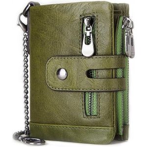 RFID Anti-Theft Swipe Wallet Tri-Fold Multi-Card Slot Crazy Horse Leather Men Leather Wallet(Green)