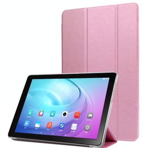 For Samsung Galaxy Tab A7 10.4 T500 TPU Silk Texture Three-fold Horizontal Flip Leather Case with Holder(Light Purple)