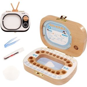 Creative Wooden Children TV Set Deciduous Tooth Preservation Box Baby Teeth Tooth House Storage Box