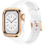 Roestvrij stalen frame siliconen horlogeband voor Apple Watch Series 8 & 7 41 mm / SE 2 & 6 & SE & 5 & 4 40 mm / 3 & 2 & 1 38 mm