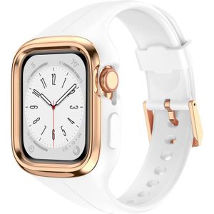 Roestvrij stalen frame siliconen horlogeband voor Apple Watch Series 8 & 7 41 mm / SE 2 & 6 & SE & 5 & 4 40 mm / 3 & 2 & 1 38 mm