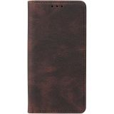 Voor iPhone 14 Simple Suction Closure Horizontal Flip Leather Case (Bruin)