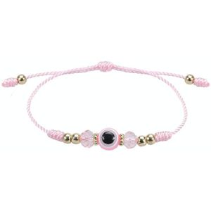 5 PCS Devil Eye Adjustable Crystal Beaded Bracelet(Pink)