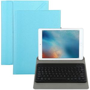 Universal Round Keys Detachable Bluetooth Keyboard + Leather Case without Touchpad for iPad 9-10 inch  Specification:Black Keyboard(Blue)