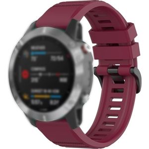 For Garmin Fenix 6 22mm Quick Release Official Texture Wrist Strap Watchband with Plastic Button(Wine Red)