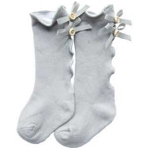 Baby Cute High Knee Fungus Lace Bow Socks  Size:XL(Grey)