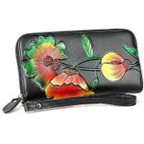 907 Antimagnetic RFID Women Flower Pattern Large Capacity Hand Wallet Purse Phone Bag with Card Slots(Colour)